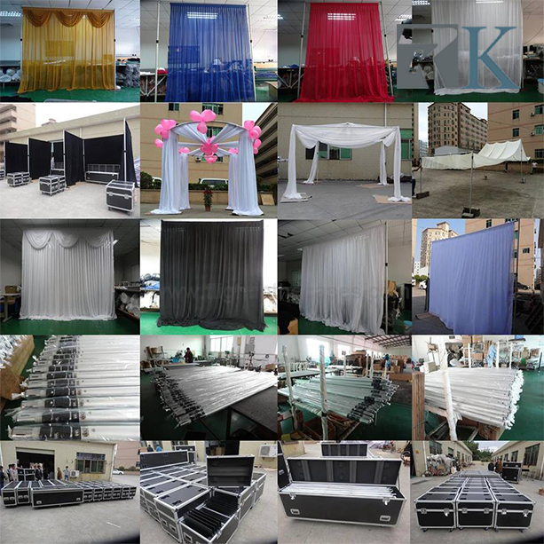 RK aluminum pipe and drape stands ,upright+crossbar+curtain, used pipe and drape for sale