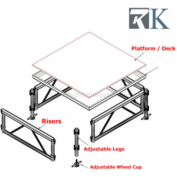 1.22 X 2.44 Aluminum Stage Non-slip Platform with 1.2m Adjustable leg