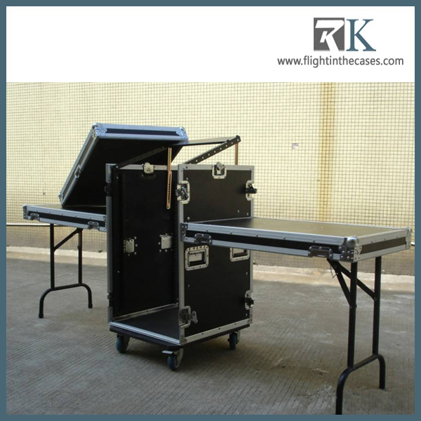 16u shockmount rack case with table