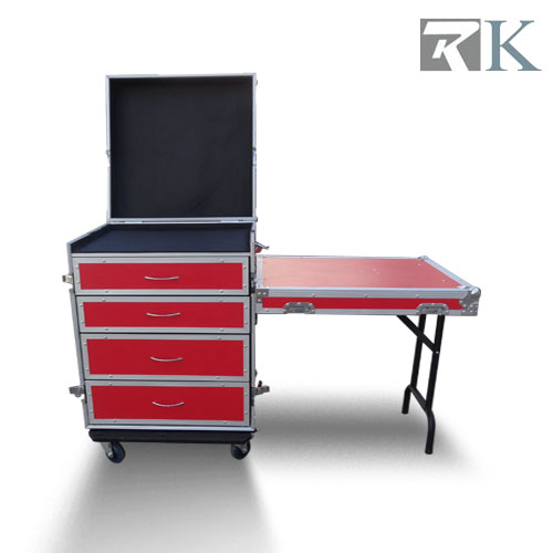 RK 4 Drawer Flight Case--14U Rack High With Side Table