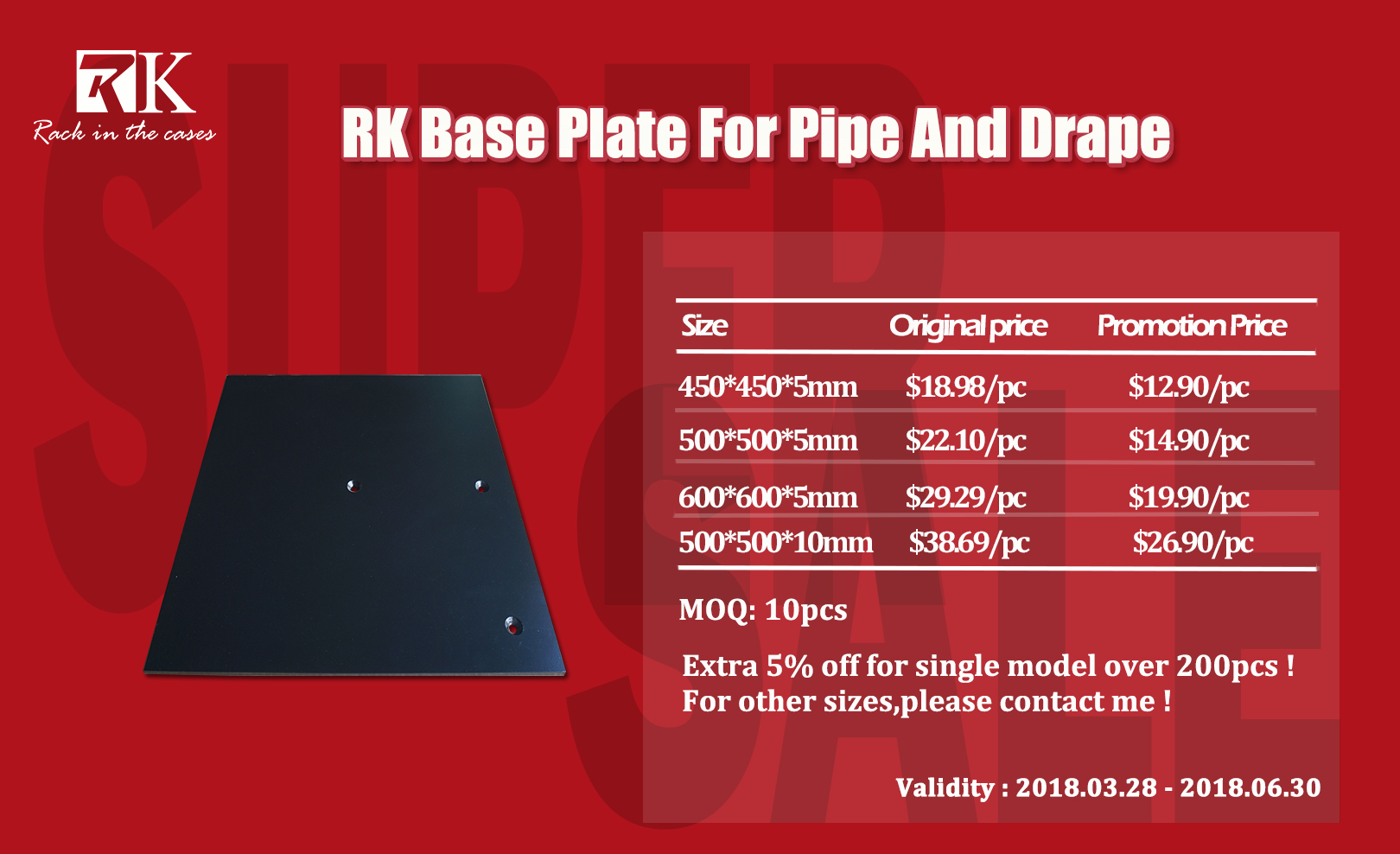 Base plate for pipe and drape system poster